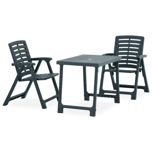 Berkfield 3 Piece Folding Bistro Set Plastic Green