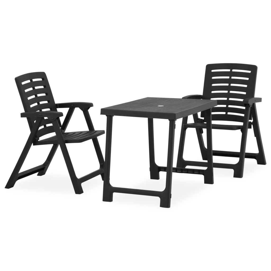 Berkfield 3 Piece Folding Bistro Set Plastic Grey