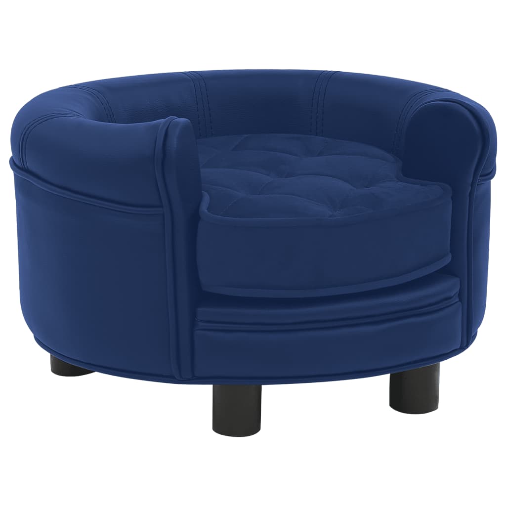 Berkfield Dog Sofa Blue 48x48x32 cm Plush and Faux Leather
