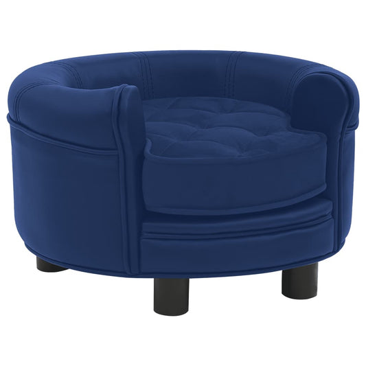 Berkfield Dog Sofa Blue 48x48x32 cm Plush and Faux Leather