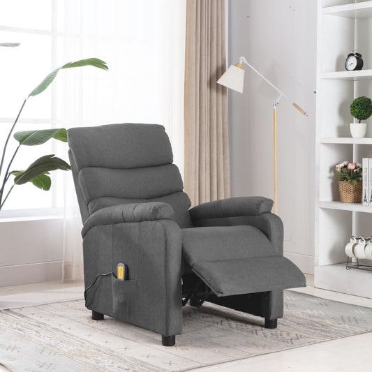 Berkfield Wing Back Massage Chair Light Grey Fabric
