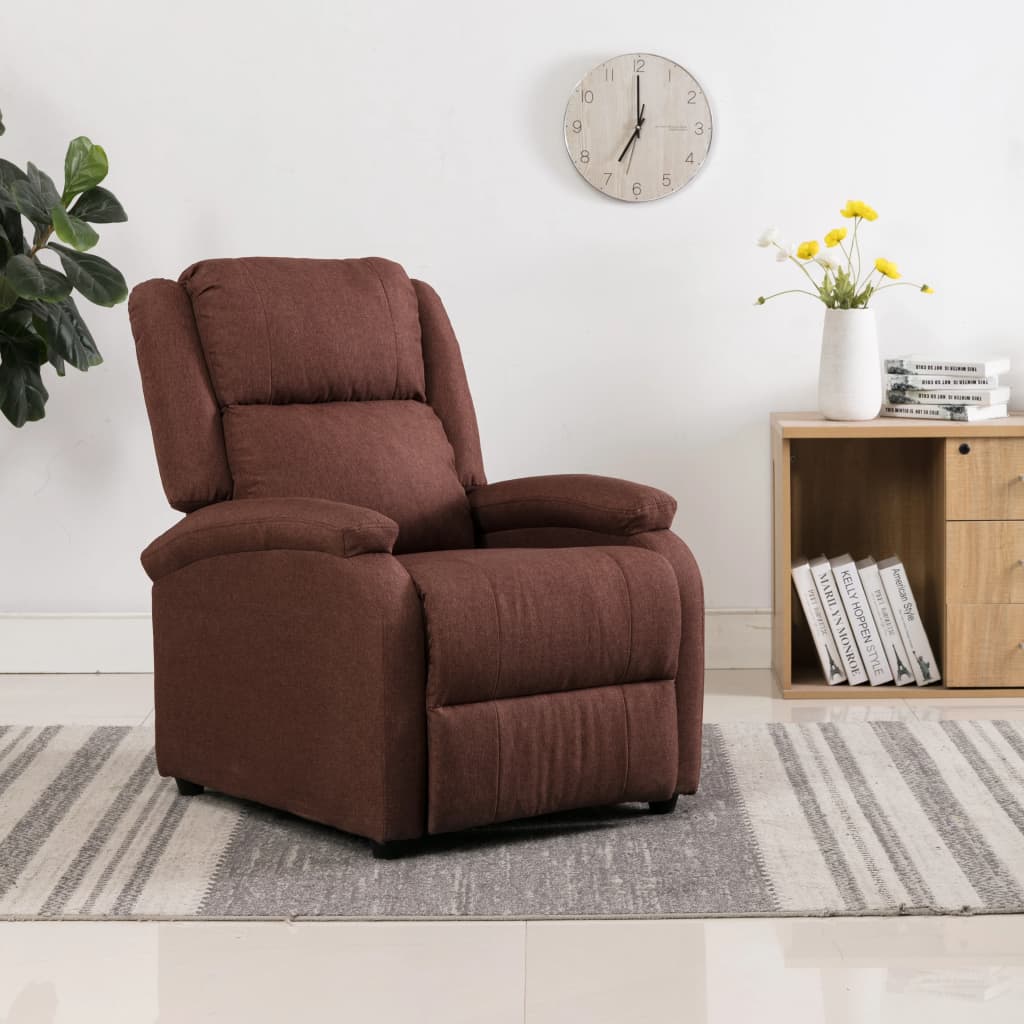 Berkfield Wing Back Recliner Chair Brown Fabric