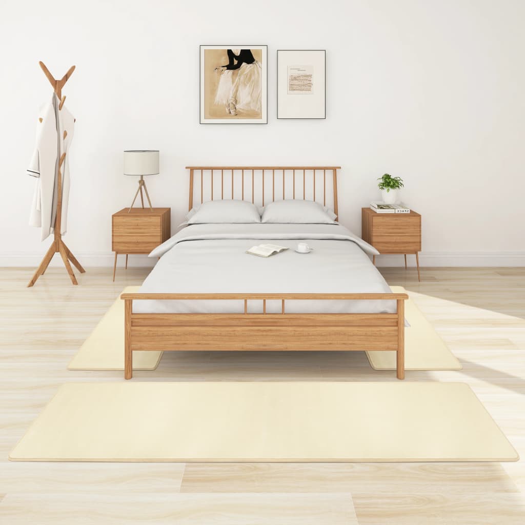 Berkfield Bed Carpets Shaggy High Pile 3 pcs Cream