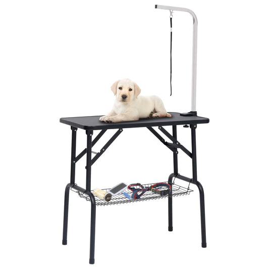 Berkfield Adjustable Dog Grooming Table with 1 Loop and Basket