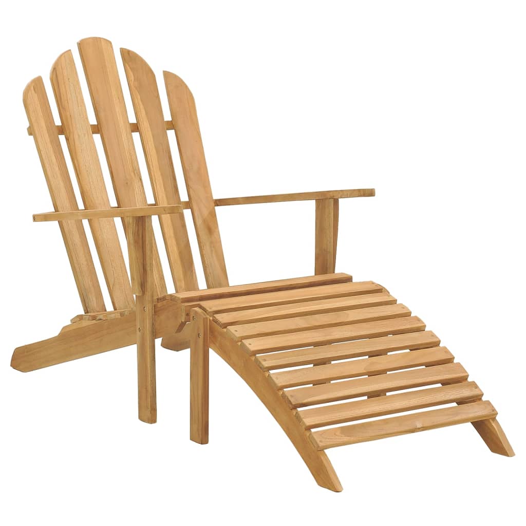 Berkfield Adirondack Chair with Footrest Solid Teak Wood