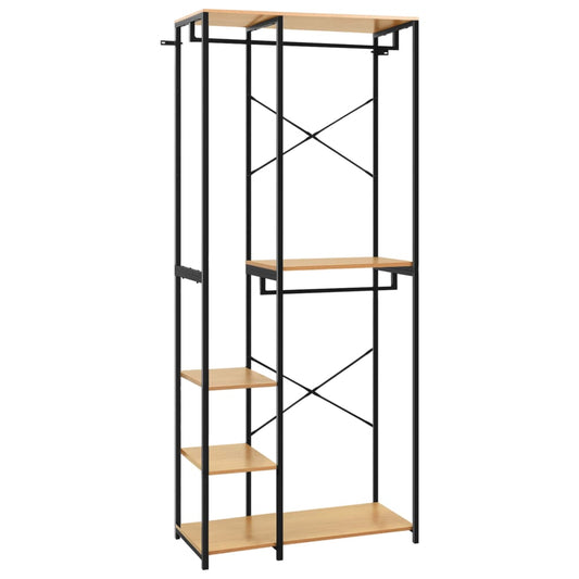 Berkfield Wardrobe Black and Oak 90x40x213 cm Metal and Engineered Wood