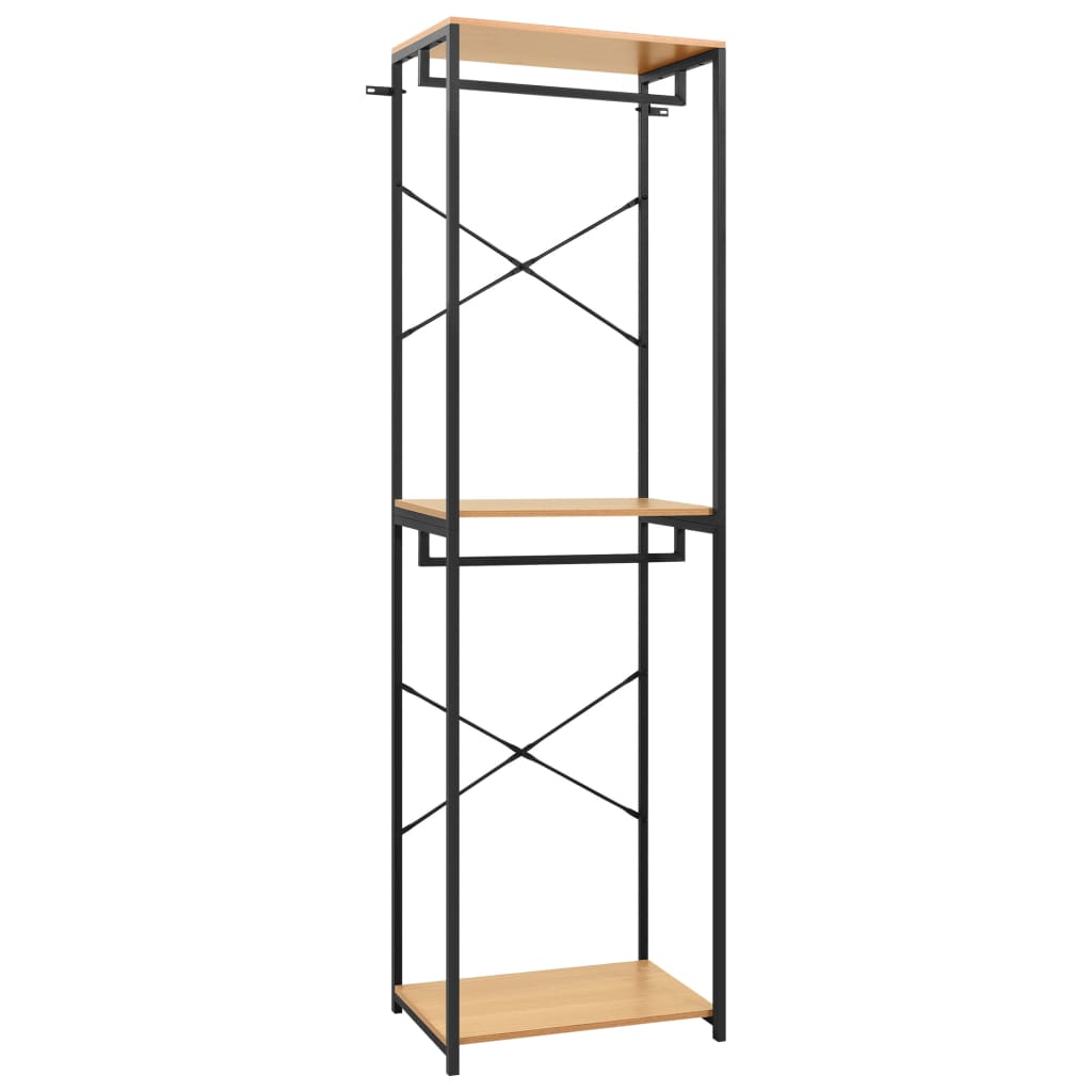 Berkfield Wardrobe Black and Oak 60x40x213 cm Metal and Engineered Wood