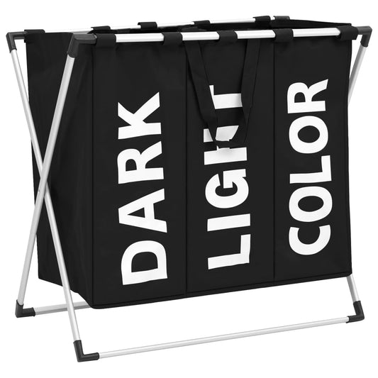 Berkfield 3-Section Laundry Sorter Black