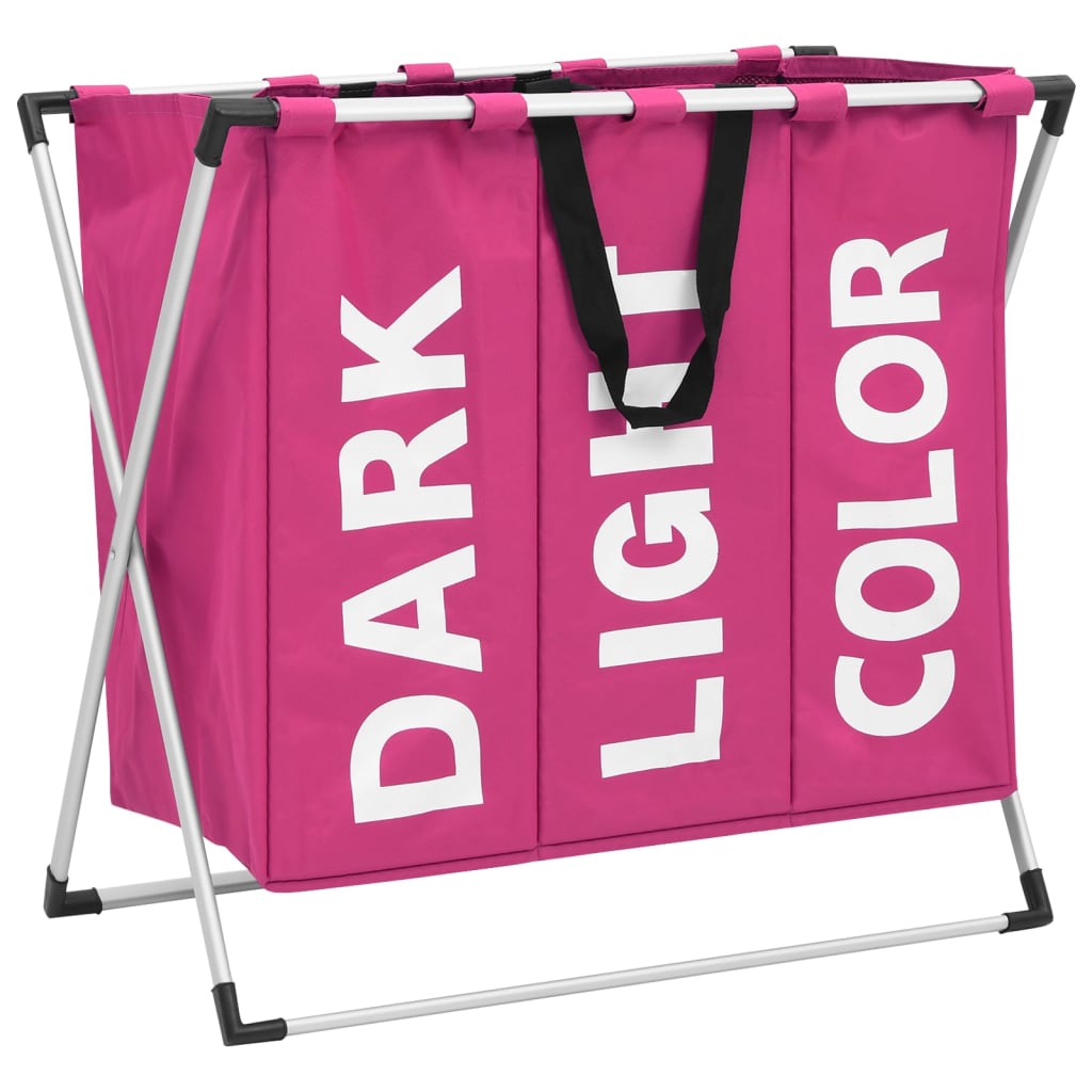 Berkfield 3-Section Laundry Sorter Pink