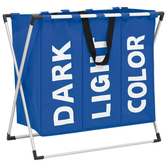 Berkfield 3-Section Laundry Sorter Blue