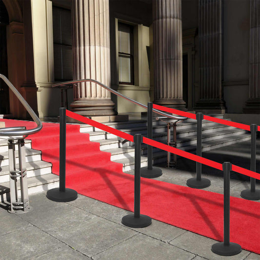 Berkfield Stanchions with Belts 4 pcs Airport Barrier Iron Black