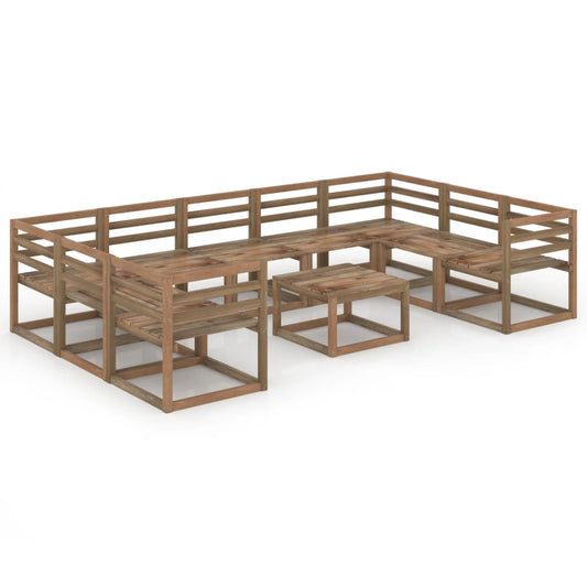 Berkfield 10 Piece Garden Lounge Set Brown Impregnated Pinewood
