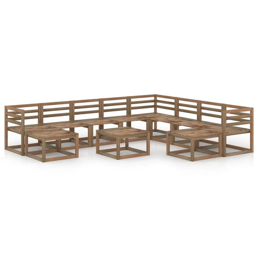 Berkfield 11 Piece Garden Lounge Set Brown Impregnated Pinewood