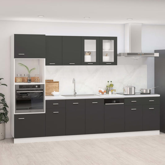 Berkfield 7 Piece Kitchen Cabinet Set Grey Engineered Wood