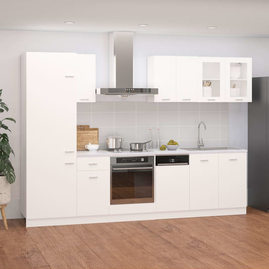 Berkfield 8 Piece Kitchen Cabinet Set High Gloss White Engineered Wood