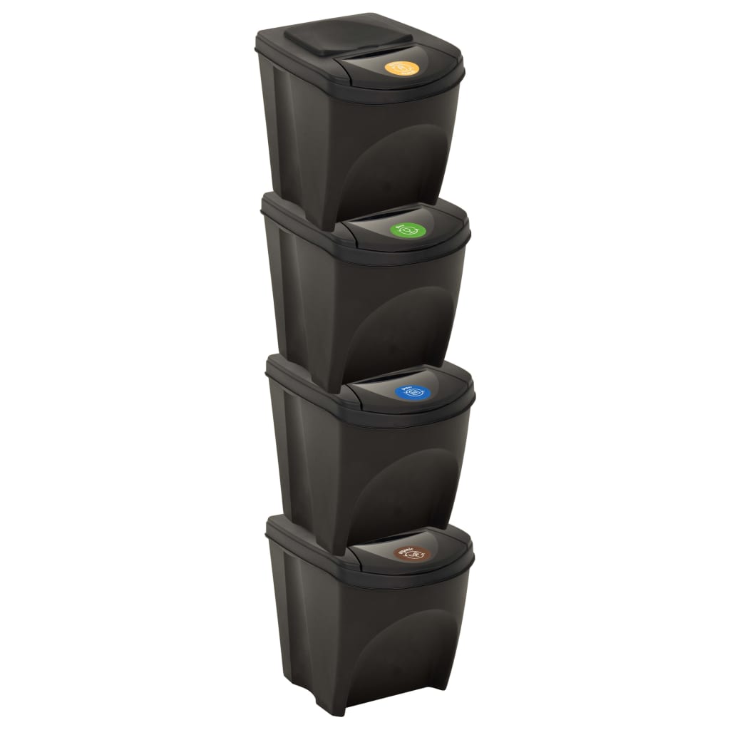 Berkfield Stackable Dustbins 4 pcs Anthracite 100 L