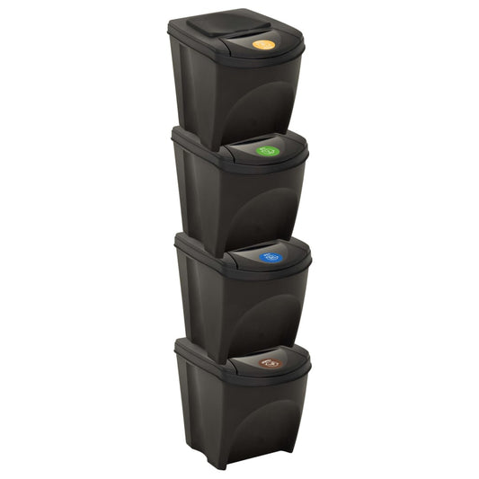 Berkfield Stackable Dustbins 4 pcs Anthracite 100 L