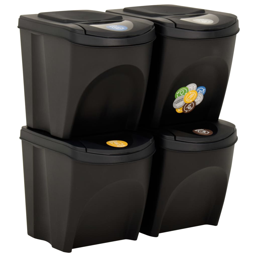 Berkfield Stackable Dustbins 4 pcs Anthracite 100 L