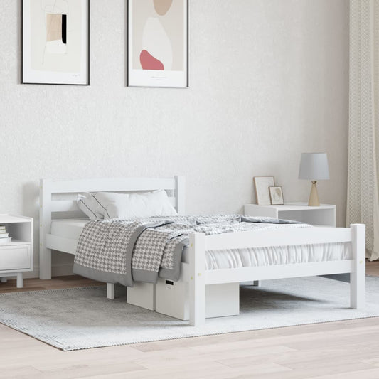 Berkfield Bed Frame White Solid Pinewood 100x200 cm