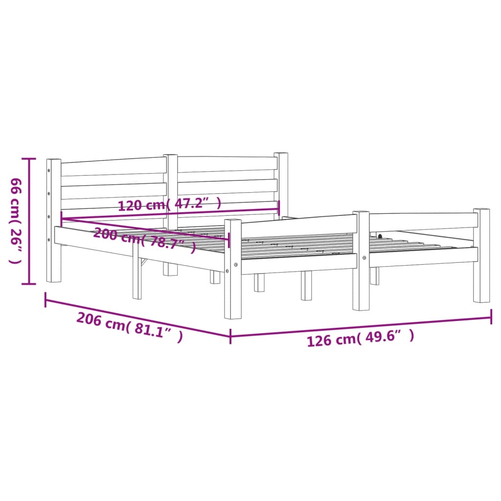 Berkfield Bed Frame White Solid Pinewood 120x200 cm