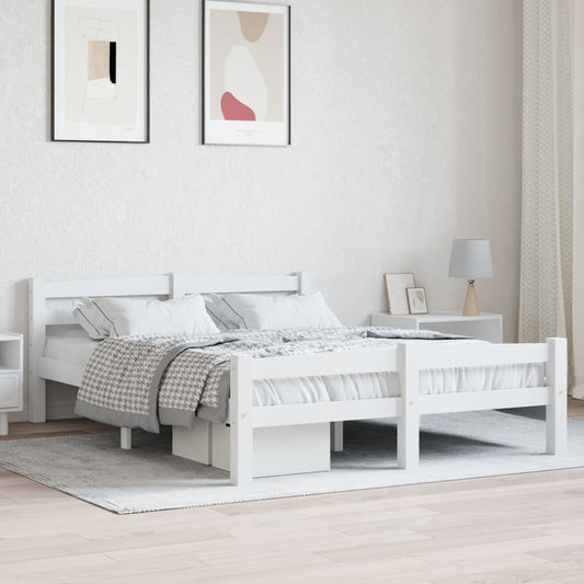 Berkfield Bed Frame White Solid Pinewood 140x200 cm