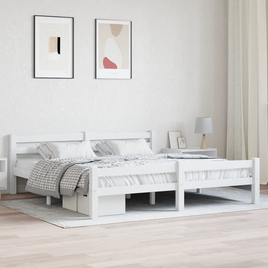Berkfield Bed Frame White Solid Pinewood 180x200 cm 6FT Super King