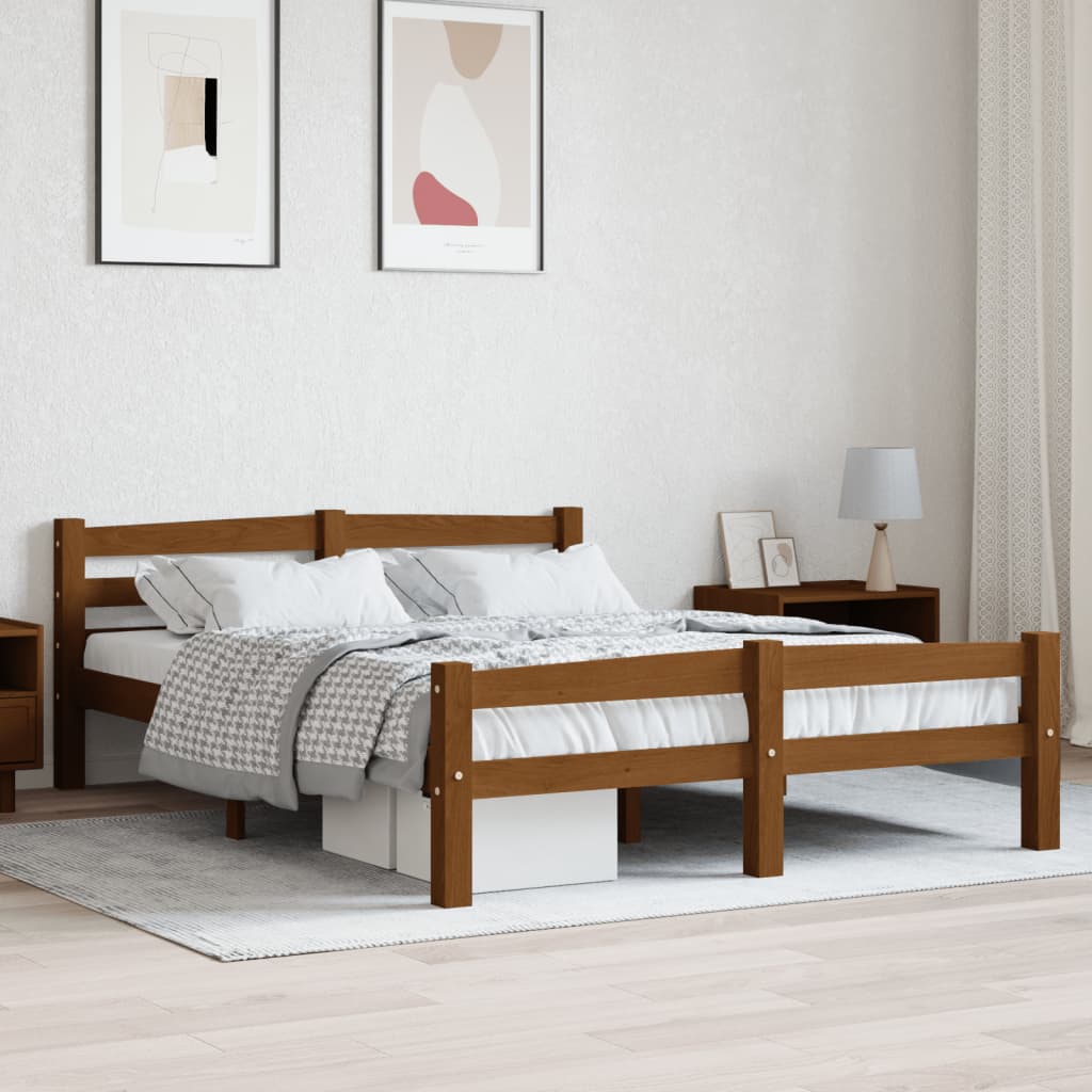 Berkfield Bed Frame Honey Brown Solid Pinewood 140x200 cm