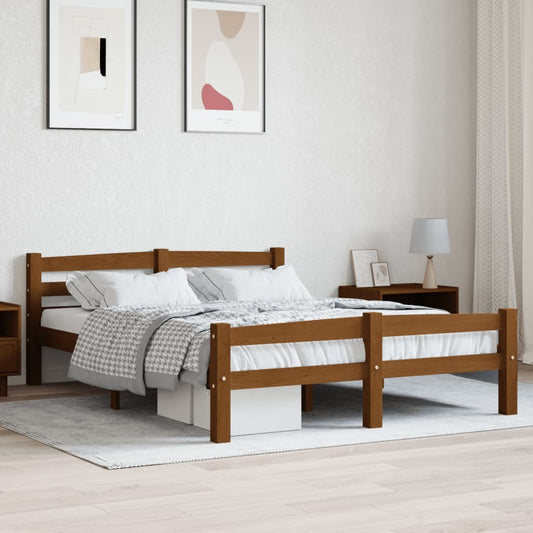 Berkfield Bed Frame Honey Brown Solid Pinewood 140x200 cm