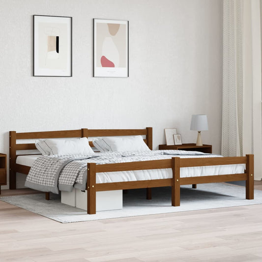 Berkfield Bed Frame Honey Brown Solid Pinewood 180x200 cm 6FT Super King