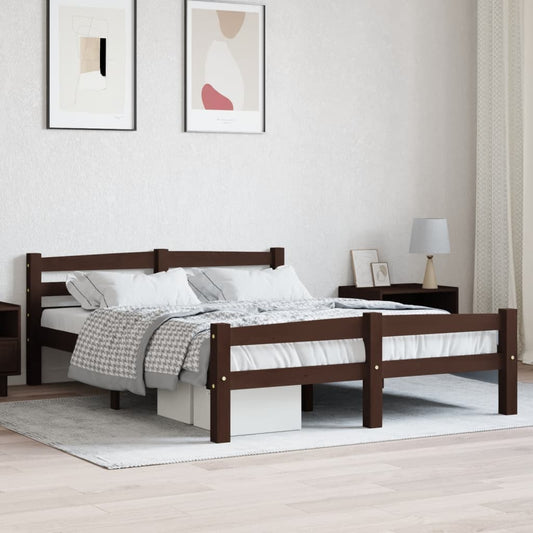 Berkfield Bed Frame Dark Brown Solid Pinewood 120x200 cm