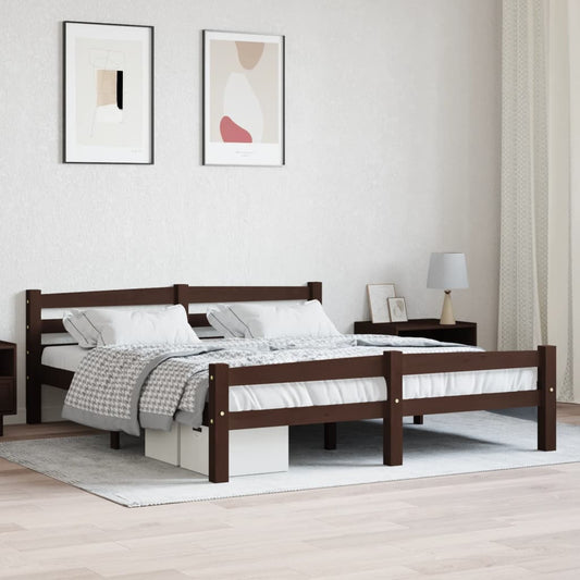 Berkfield Bed Frame Dark Brown Solid Pinewood 160x200 cm