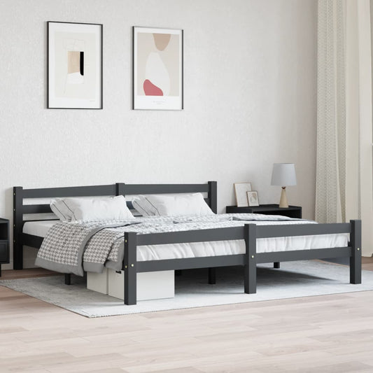 Berkfield Bed Frame Dark Grey Solid Pinewood 180x200 cm 6FT Super King