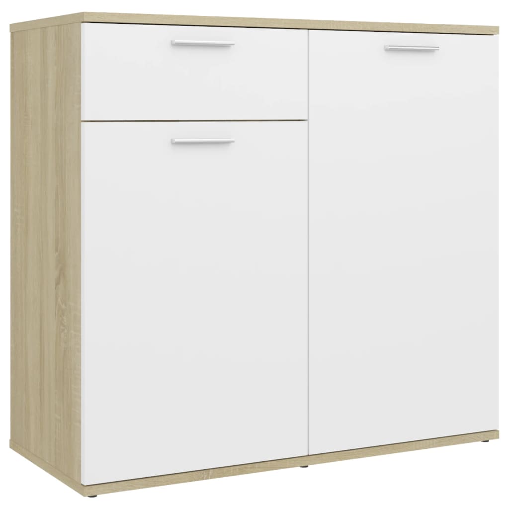 Berkfield Sideboard White and Sonoma Oak 80x36x75 cm Engineered Wood