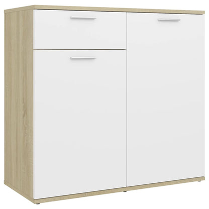 Berkfield Sideboard White and Sonoma Oak 80x36x75 cm Engineered Wood