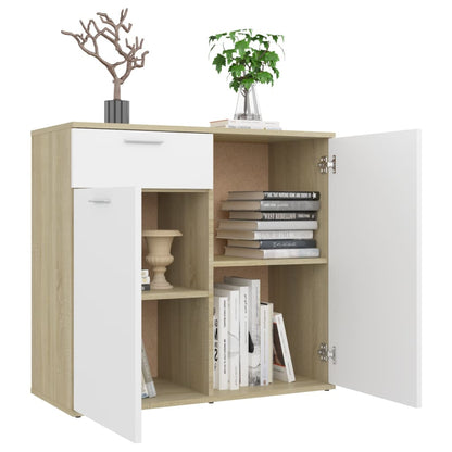 Berkfield Sideboard White and Sonoma Oak 80x36x75 cm Engineered Wood