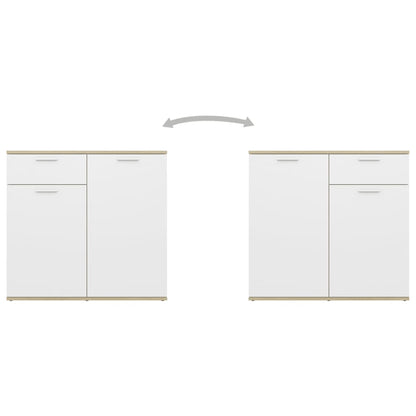 Berkfield Sideboard White and Sonoma Oak 80x36x75 cm Engineered Wood