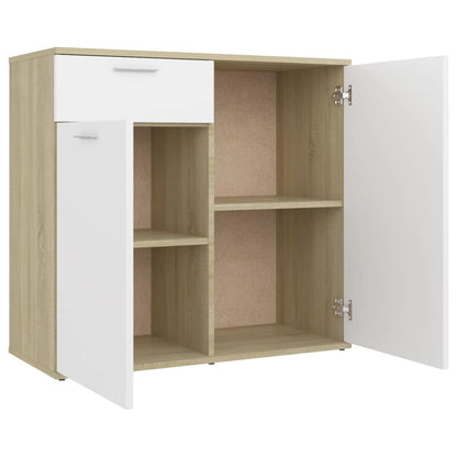 Berkfield Sideboard White and Sonoma Oak 80x36x75 cm Engineered Wood