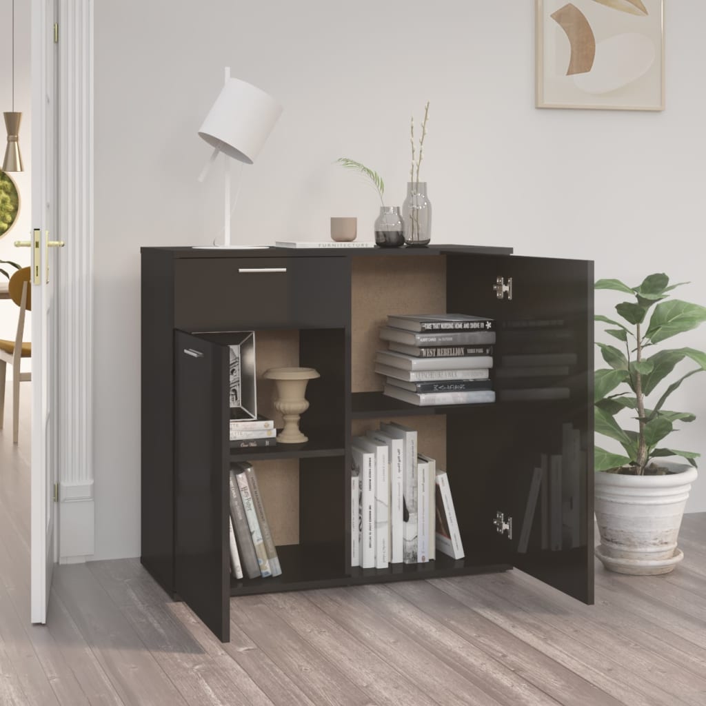 Berkfield Sideboard High Gloss Black 80x36x75 cm Engineered Wood