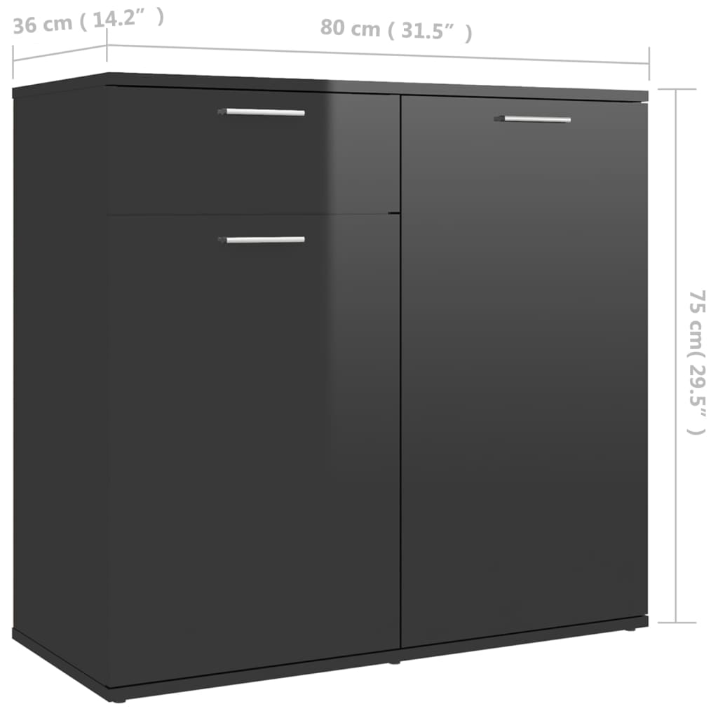 Berkfield Sideboard High Gloss Black 80x36x75 cm Engineered Wood