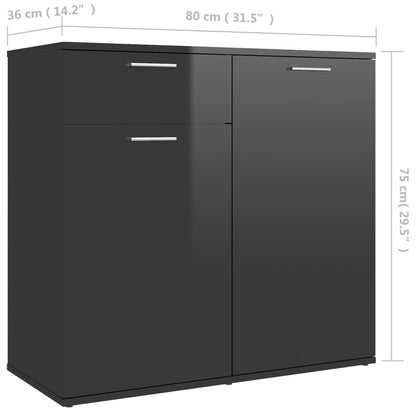 Berkfield Sideboard High Gloss Black 80x36x75 cm Engineered Wood