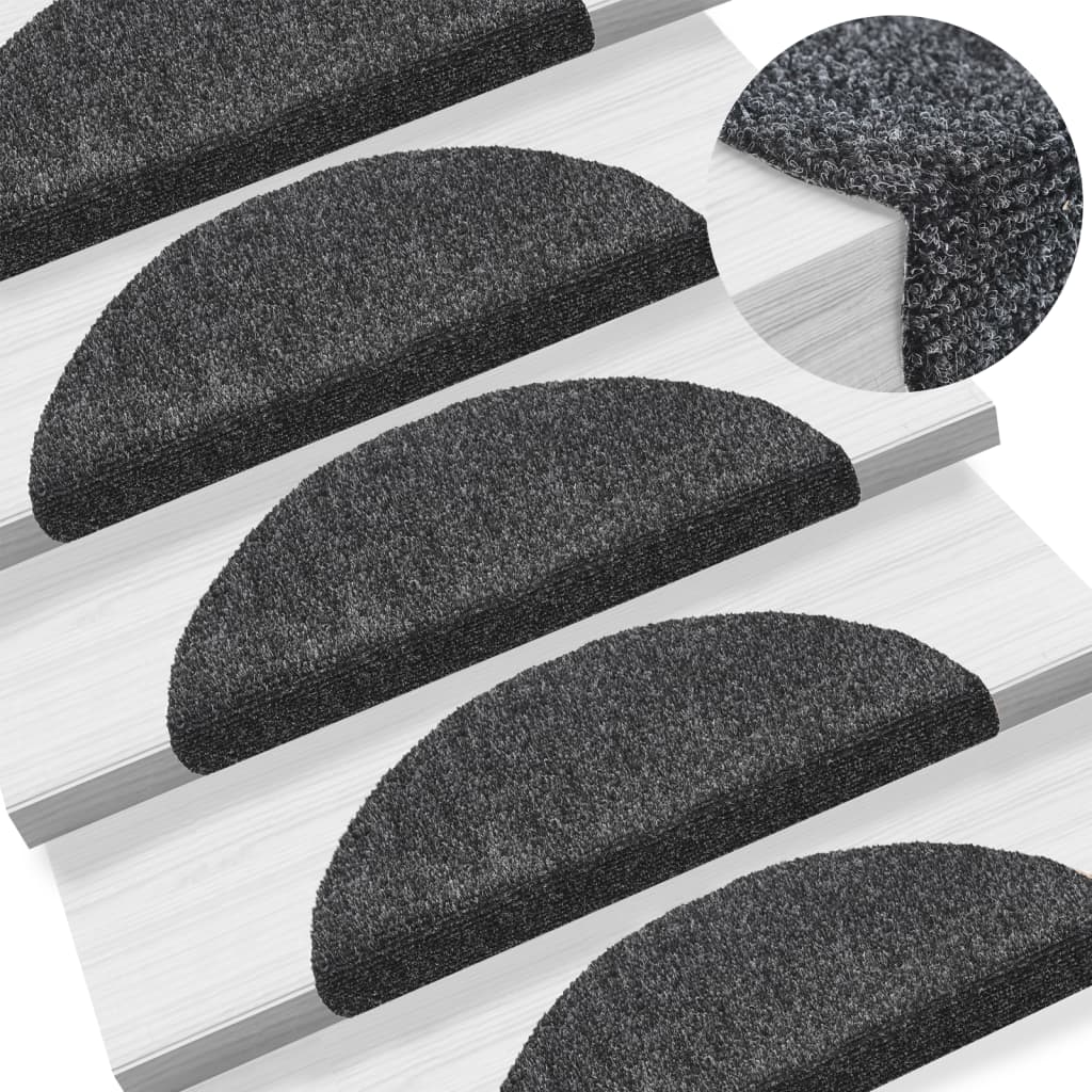 Berkfield Self-adhesive Stair Mats 5 pcs Dark Grey 56x17x3 cm Needle Punch