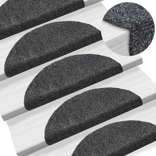 Berkfield Self-adhesive Stair Mats 5 pcs Dark Grey 56x17x3 cm Needle Punch