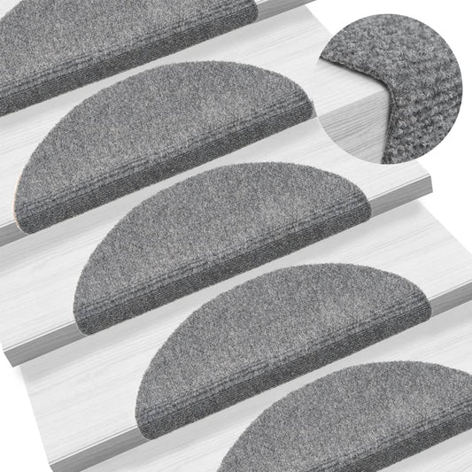 Berkfield Self-adhesive Stair Mats 5 pcs Light Grey 56x17x3 cm Needle Punch