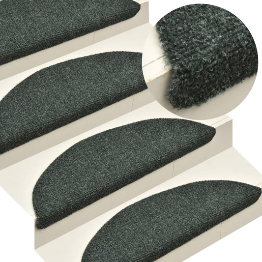 Berkfield Self-adhesive Stair Mats 5 pcs Green 56x17x3 cm Needle Punch