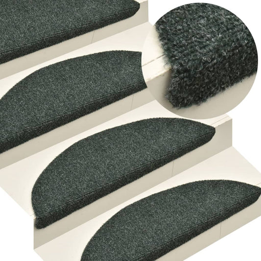 Berkfield Self-adhesive Stair Mats 10 pcs Green 56x17x3 cm Needle Punch