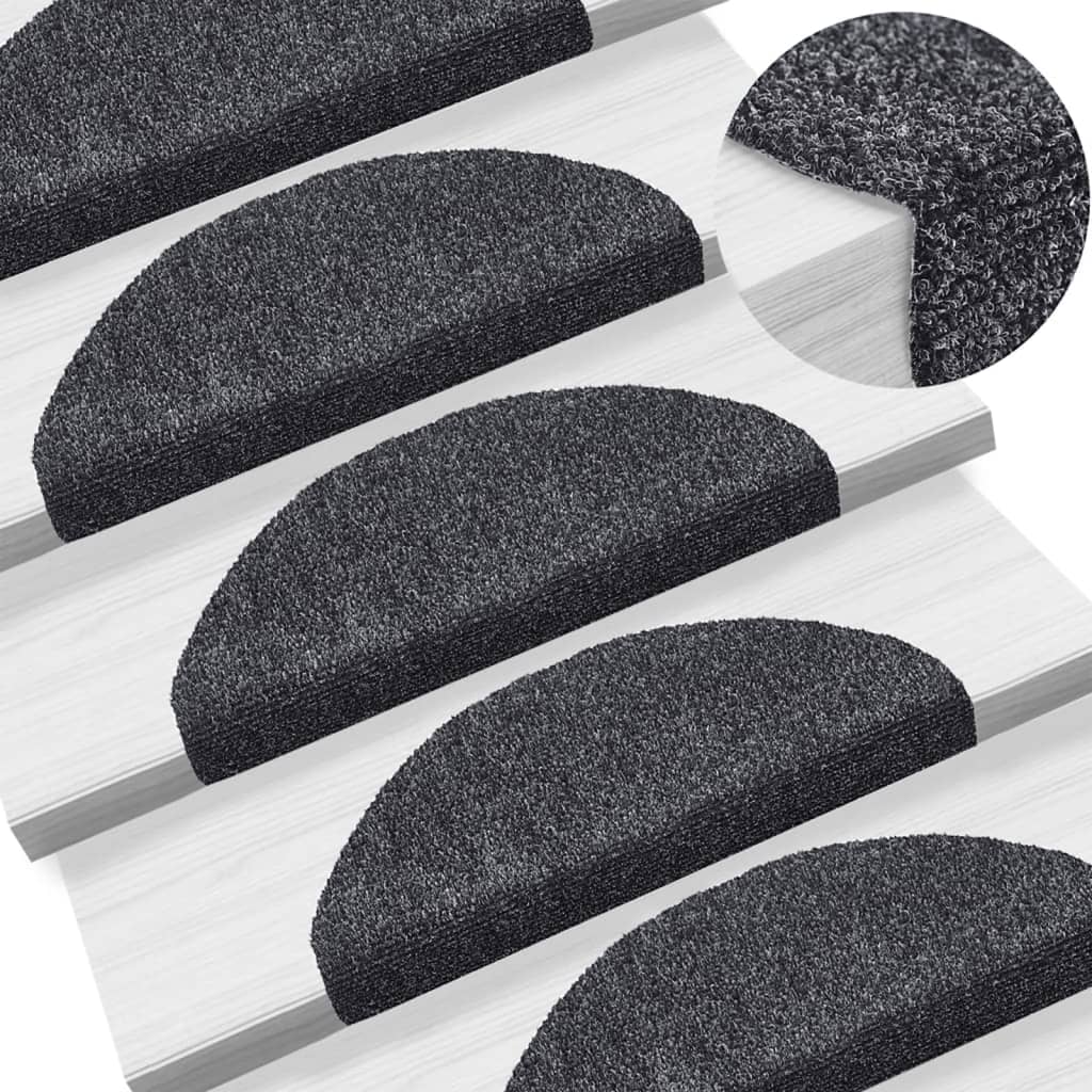 Berkfield Self-adhesive Stair Mats 5 pcs Dark Grey 65x21x4 cm Needle Punch
