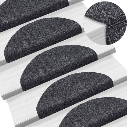 Berkfield Self-adhesive Stair Mats 5 pcs Dark Grey 65x21x4 cm Needle Punch