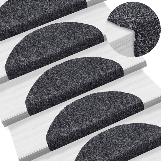 Berkfield Self-adhesive Stair Mats 5 pcs Dark Grey 65x21x4 cm Needle Punch