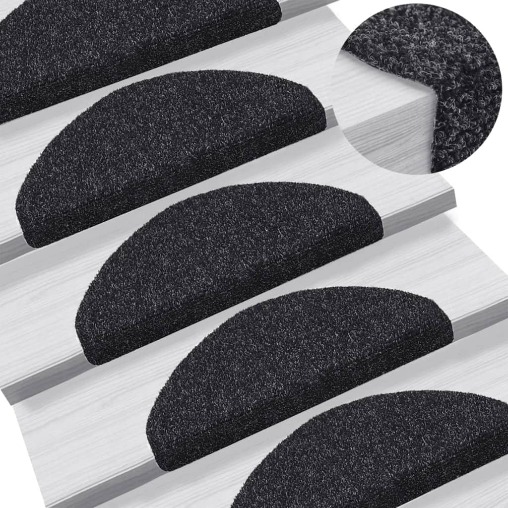 Berkfield Self-adhesive Stair Mats 5 pcs Black 65x21x4 cm Needle Punch