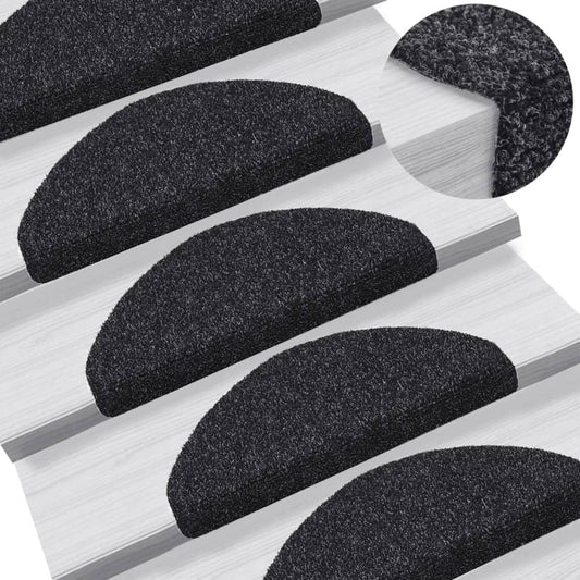 Berkfield Self-adhesive Stair Mats 5 pcs Black 65x21x4 cm Needle Punch